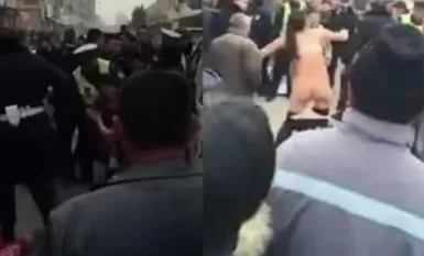 Tangkap rogol - Seorang gadis bergaduh dengan anggota polis trafik di jalanan