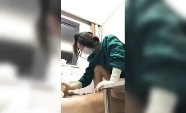 Bác sĩ và y tá chuyên nghiệp trích xuất tinh trùng, footjob, bú cặc, đồng phục chuyên nghiệp, nhiều loại vớ tương phản, chân lụa, trích xuất tinh trùng (8)