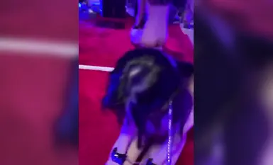 Lumuhod sa lupa ang asong babae at sinampal ng kanyang ama