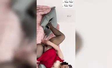 Xiaonaijiang sutera hitam kasut tumit tinggi blowjob bang bang cumshot menembak peribadi (5)