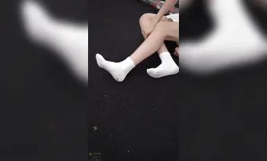 足モデル撮影特典 [ライムフィルム] 純粋で無邪気な隣の女の子 [ア・ホアン] ラインストーン付き白ソックス (1)