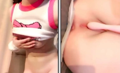 难得一见粉嫩美穴小姐姐，腰细美臀无毛小穴，振动棒抽插水很多，翘起屁股掰穴，水晶假屌猛捅