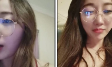 Long hair glasses imperial black silk stockings red halter nightgown, like to play with props, eggplant, big black cow masturbation to stimulate the clitoris