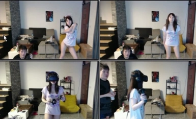 TP某知名女主播忘关摄像头,在家不穿内裤和男朋友一起玩虚拟头盔游戏,普通话对白
