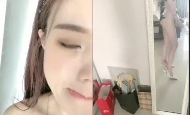 Nữ thần nhà bên với thân hình chín đầu 170cm rất thẳng và xinh đẹp cùng đôi chân dài trắng nõn mà không cần trang điểm đẹp đẽ. Cô ấy đang uể oải nằm trên giường với âm hộ màu hồng của mình (1).