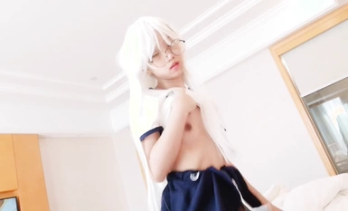 Pure white hairy female private parts close-up, active sitting on sex
