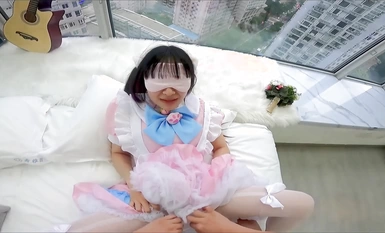 머리 착용 비디오 카메라 핑크 로 드레스 캐치 더블 포니테일 출력