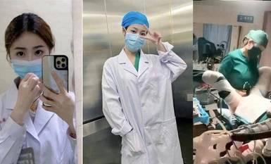 Lahat ba ng maliliit na ospital ngayon ay napakaligaw? Ang inosenteng nurse na nakasuot ng anghel ay tumutulong sa pasyente na magsalsal at magsagawa ng oral sex sa operating room! Ang mga doktor at nars na nagtatrabaho doon ay dapat na napakalaki ng suwe