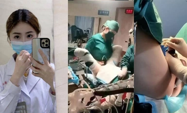 Lahat ba ng maliliit na ospital ngayon ay napakaligaw? Ang inosenteng nurse na nakasuot ng anghel ay tumutulong sa pasyente na magsalsal at magsagawa ng oral sex sa operating room! Ang mga doktor at nars na nagtatrabaho doon ay dapat na napakalaki ng suwe