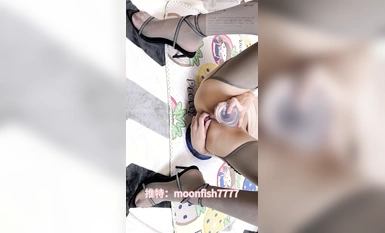 moonfish777 transparent mahabang palda na may mga suspender na kulay abong sutla na self-play