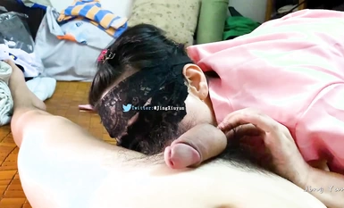 P station female sex expert, extreme contrast harassment wife [Jing Yun] unlocked private shoot, flexible long tongue sexy young woman's top oral sex service, popping full-automatic sperm extractor (1)