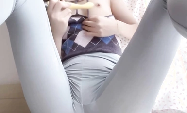 姜姜 印花毛衣瑜伽褲