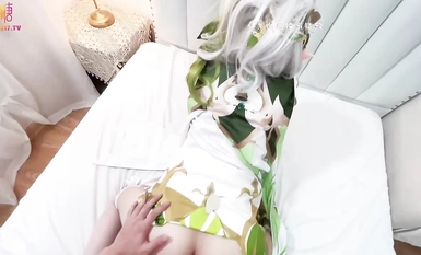 小熊奈奈  蘿莉新人Cos小草神 白絲逗莖巧舌含吸 反差濃密陰毛飢渴小穴 爆肏繳射中出