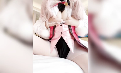 Vivian cos Tamamo fox white silk dildo melancap pukulan memancut