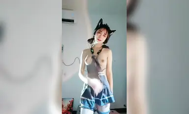 Dewi kecantikan sekolah [Lazy Sheep] tarian telanjang, prop melancap, lubang dua terbuka, lubang lembut harimau putih (8)